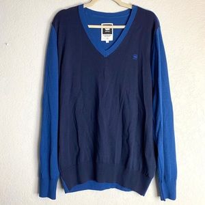 G STAR Raw Blue Light Blue V Neck Sweater XXL